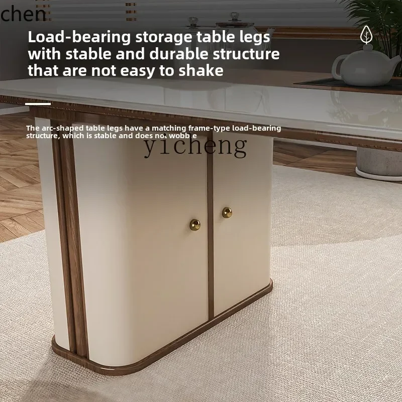 طاولة شاي من الخشب الصلب HXL، طاولة شاي وكرسي من البلاط الصخري، مجموعة حديثة وبسيطة وخفيفة فاخرة لغرفة المعيشة المنزلية وشرفة المكتب #5