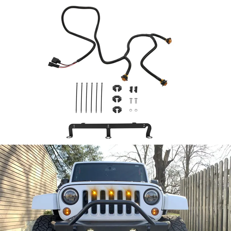 Car Pre-Runner LED Grille Light Bar Kit for 2007-2018 Jeep Wrangler JK 2-Door/Unlimited 4-Door (JK), Plug & Play Waterproof