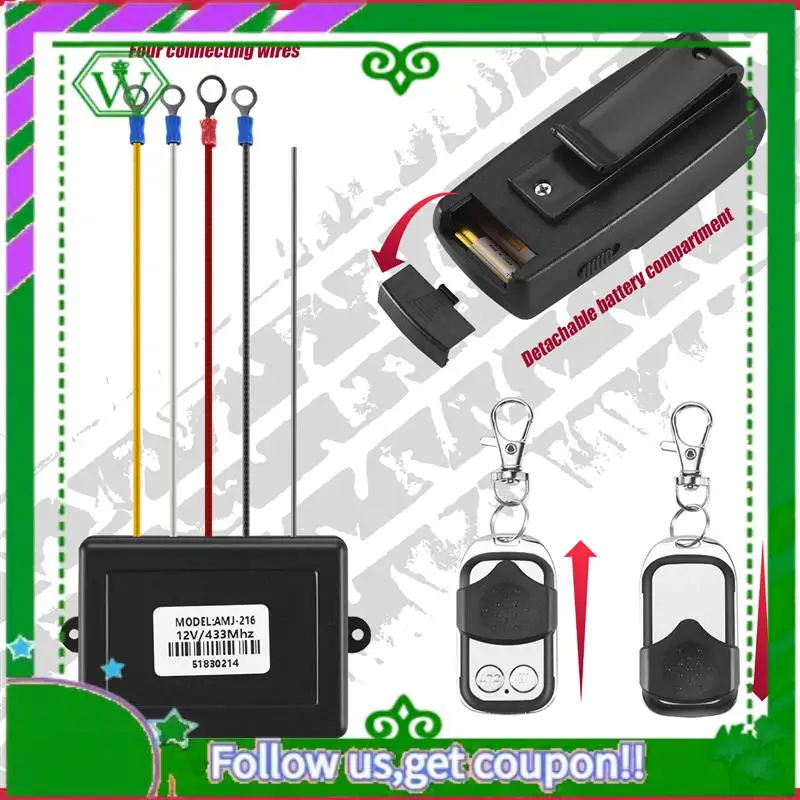 AC34-12V 12Volt 50Ft Winch Wireless Remote Control Set For Truck Jeep ATV Warn Ramsey