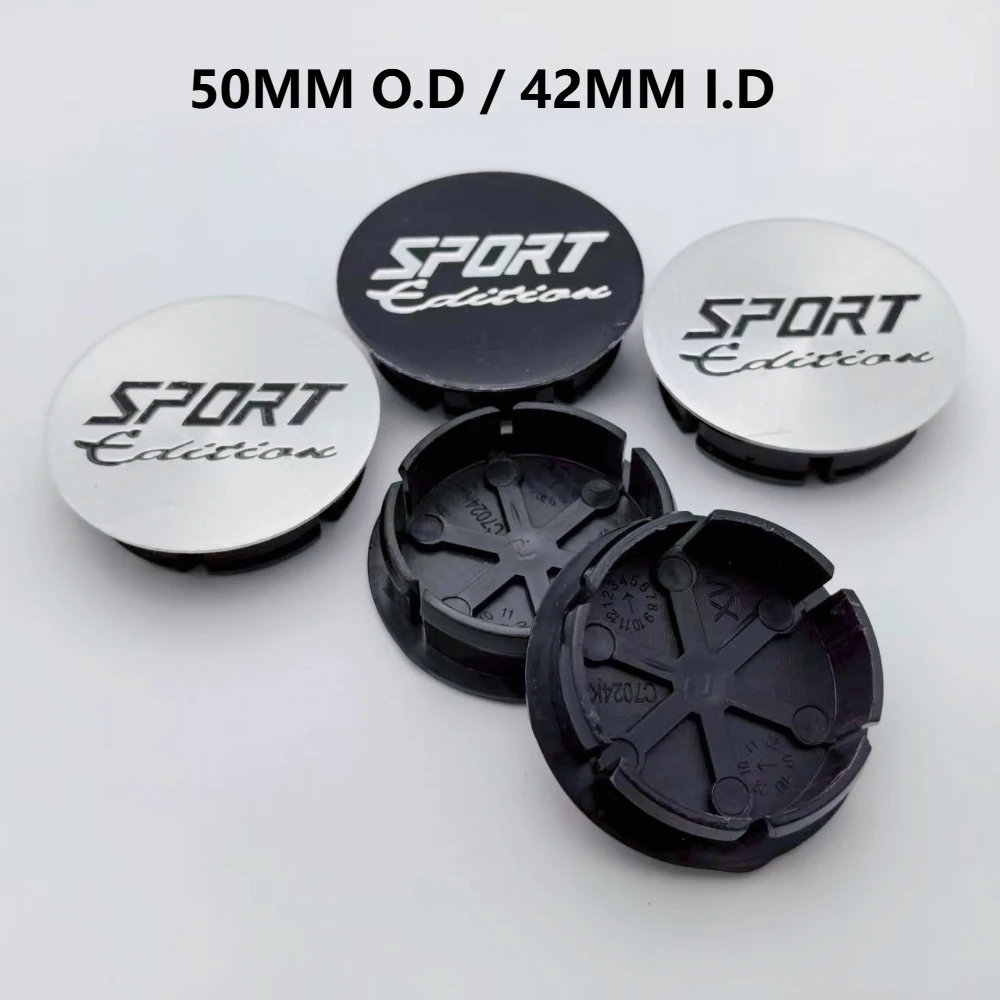 4pcs 50MM Clips 42MM Sport Edition Logo Badge Car Wheel Center Caps Hub Dust Cap Wheel Hubcaps Rim Cover Replace Car Accessories