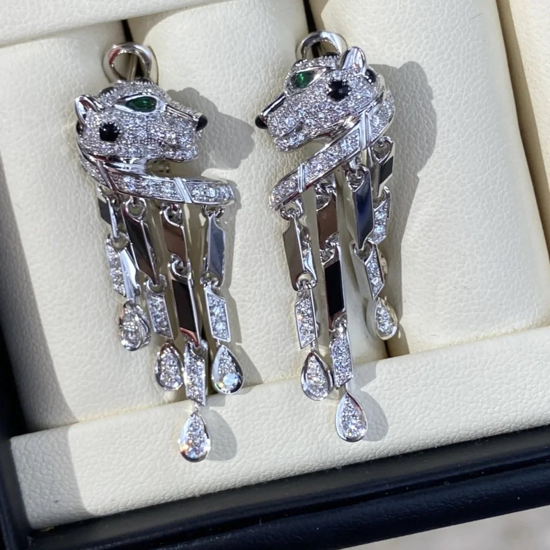 

AYJEWELRY Новые серьги-подвески из стерлингового серебра 925 пробы с черной леопардовой кисточкой, изысканные роскошные дизайнерские украшения для женщин, вечерние