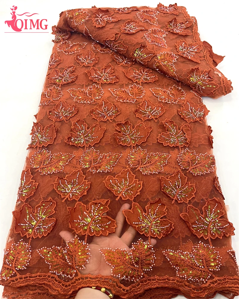 

OIMG 2024 Latest African 3D Flower Lace Fabric Dubai Sequins Tulle Lace Fabric Embroidered Nigerian Fabric For Sewing Dress