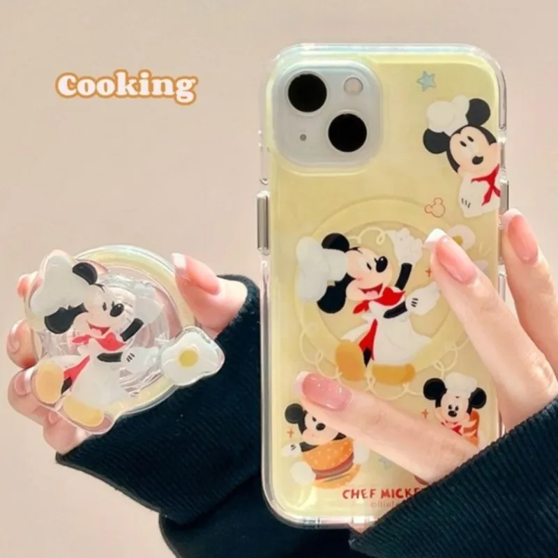 

Милый держатель для телефона с Микки Маусом в образе шеф-повара Диснея, магнитная подставка-держатель для телефонов, совместимых с MagSafe, 3D-дизайн из акрила с мультяшными персонажами