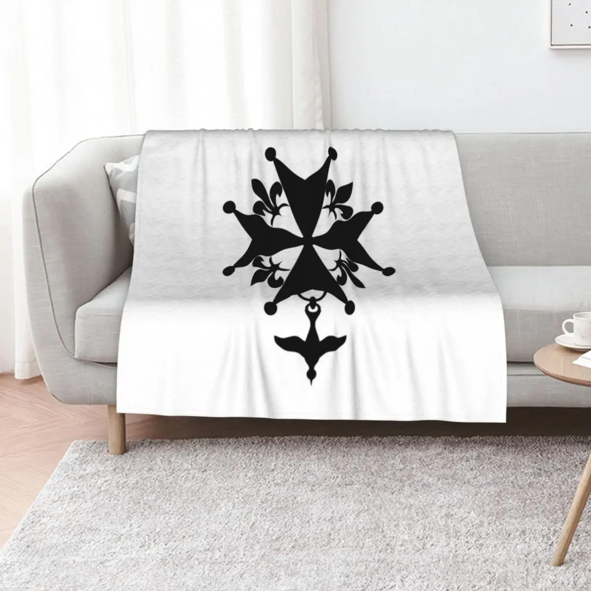 Huguenot cross design by Syryatsu Throw Blanket Winter beds Nap Plaid christmas gifts Decorative Beds Sofa Blankets