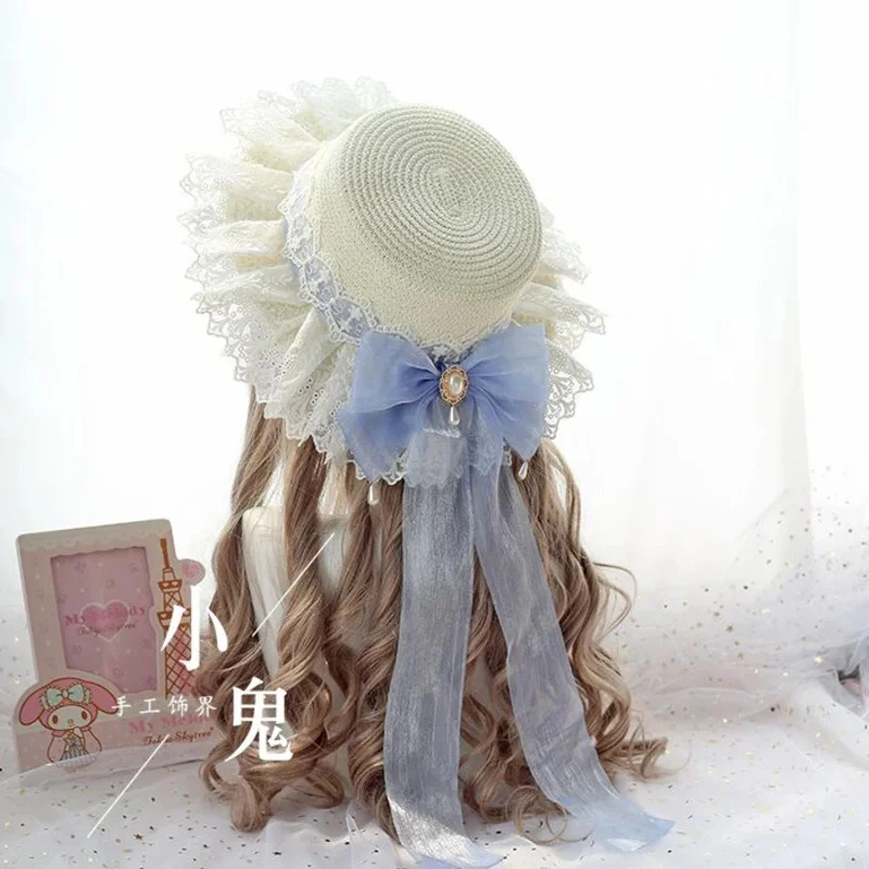 Lolita Mermaid Jizhuguang Big Bow Ribbon Ribbon Japanese Sweet Fairy Lace Soft Sister Shade Grass Hat