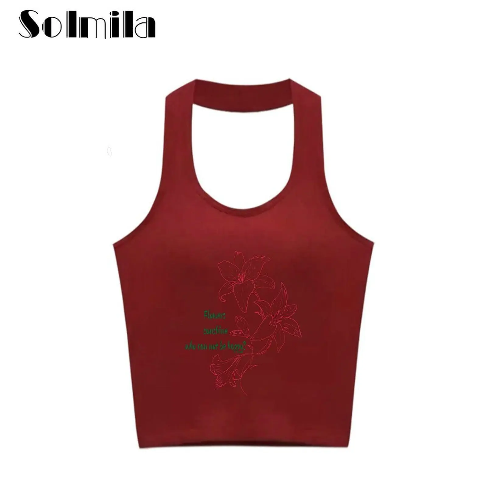 

Casual Sleeveless Shirt Claret Halter Vest Round Neck Design Stylish Summer Wear Vacation Club Attire Claret Daily Use