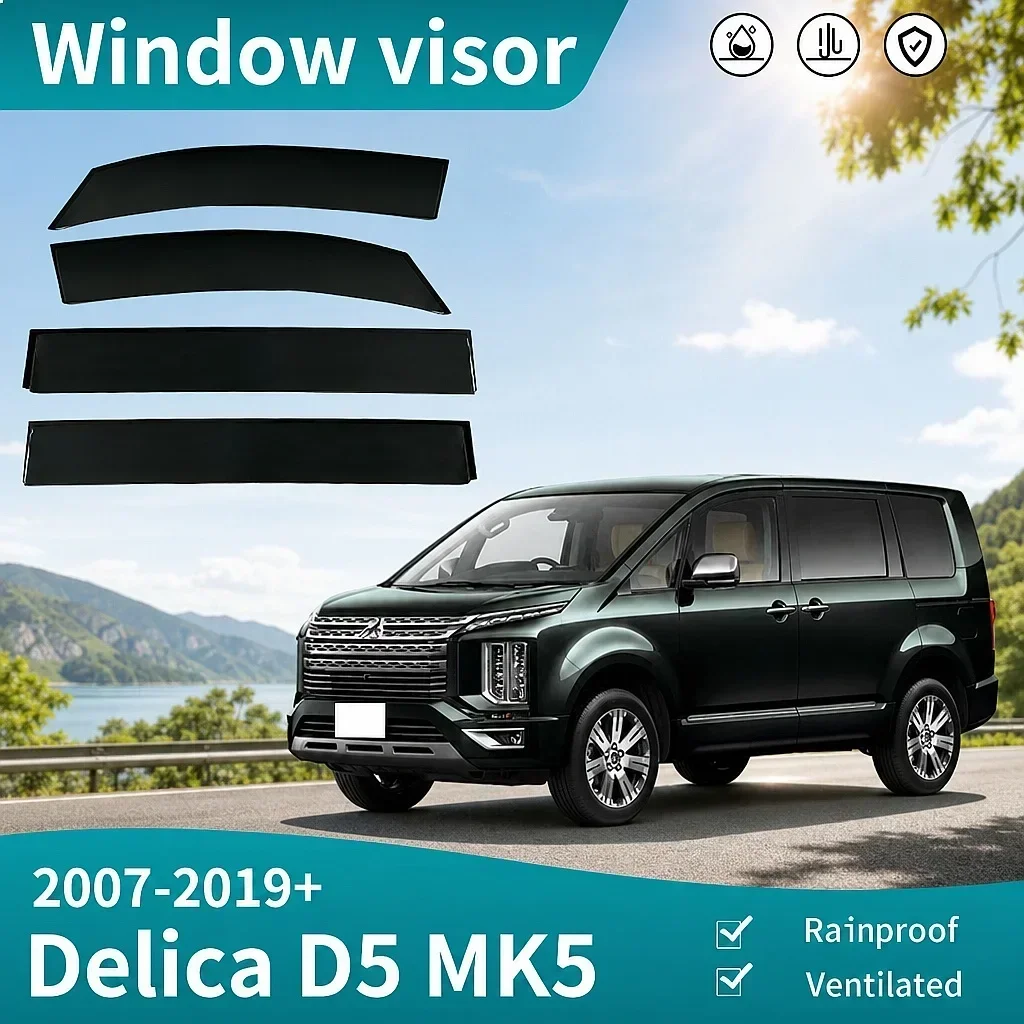 

For Mitsubishi Delica D5 Window Visor Rain Sun Shade Awning Car Windshield Side Deflector Auto Accessories