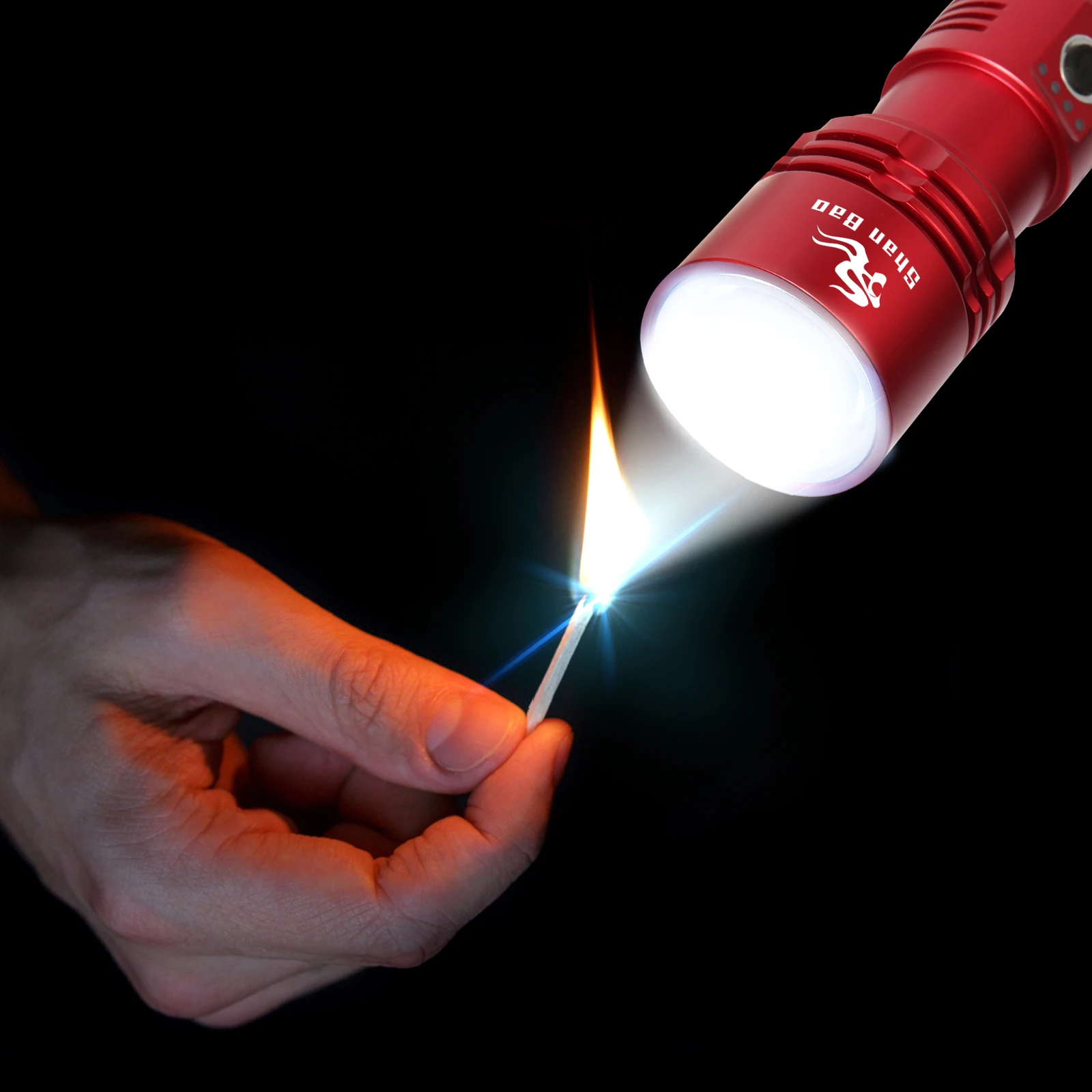 Shan bao 4000LM Zoomable Strong Light Flashlight, High Concentration Focus Beam Handheld Torch for Outdoor Camping Emergency