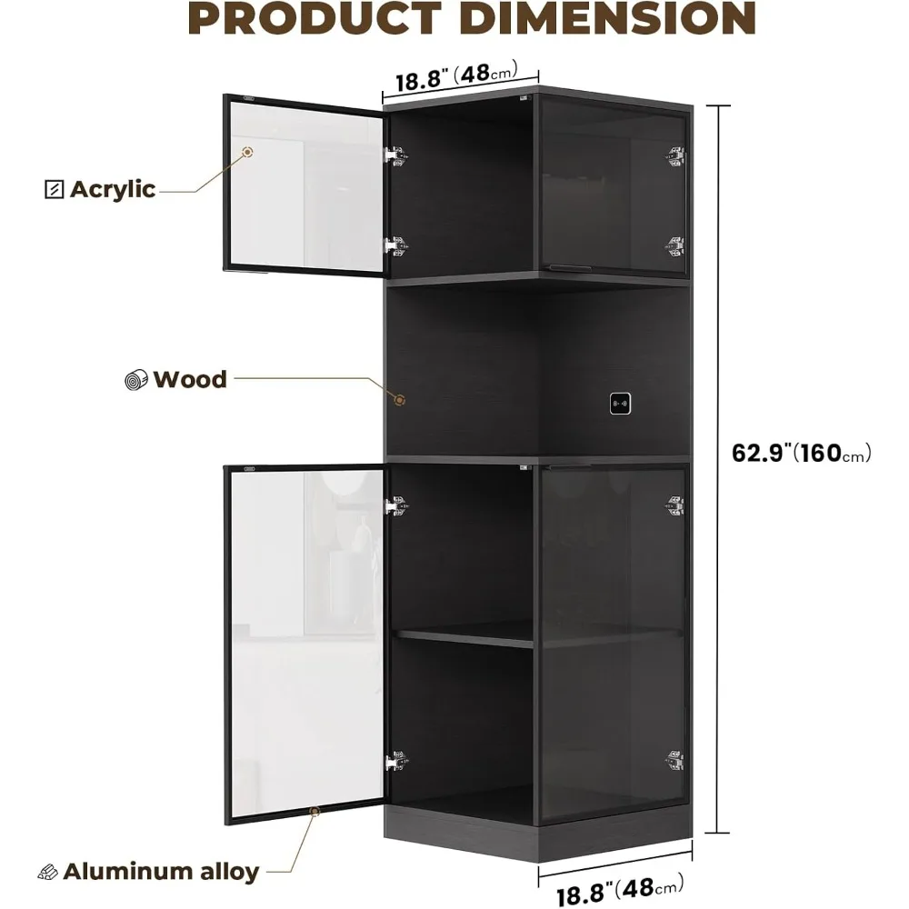 Corner Bar Cabinet with LED Lights, 63