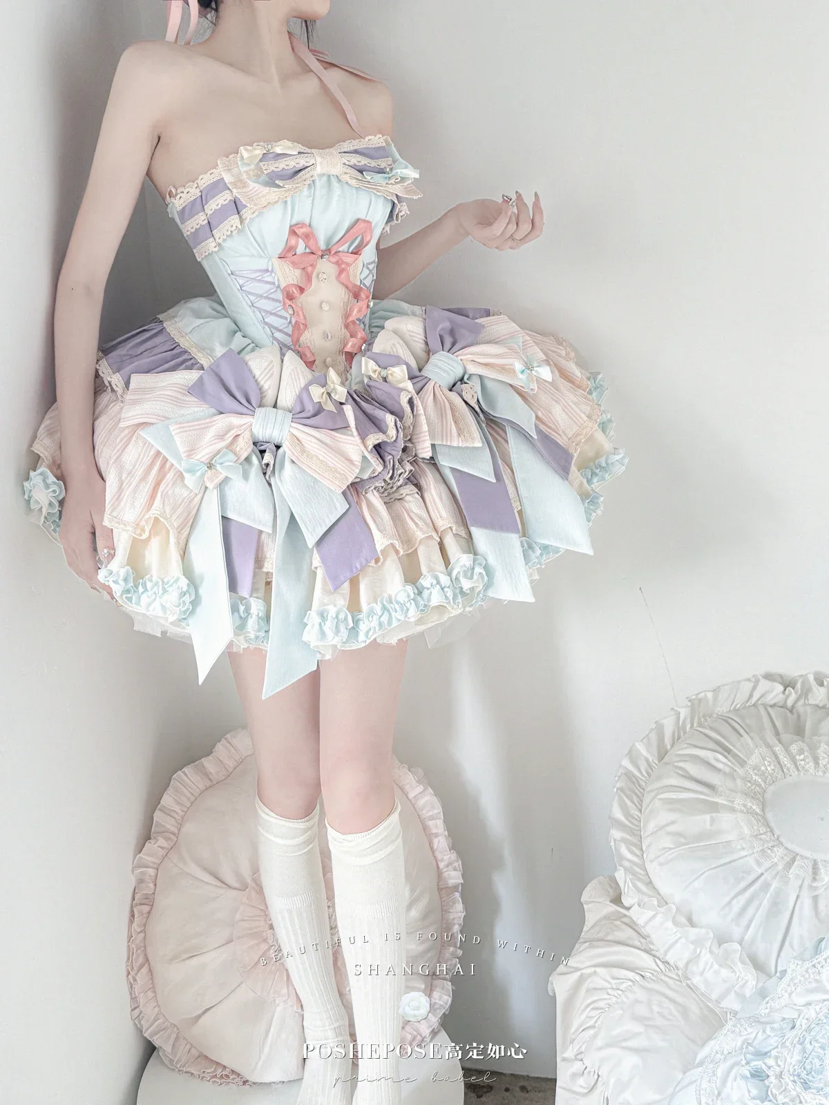 Robe courte Style Ballet Cos Lolita pour femmes, coupe cintrée, élégante, mignonne, douce, grand nœud, robe de soirée d'anniversaire, robe d'été 2025