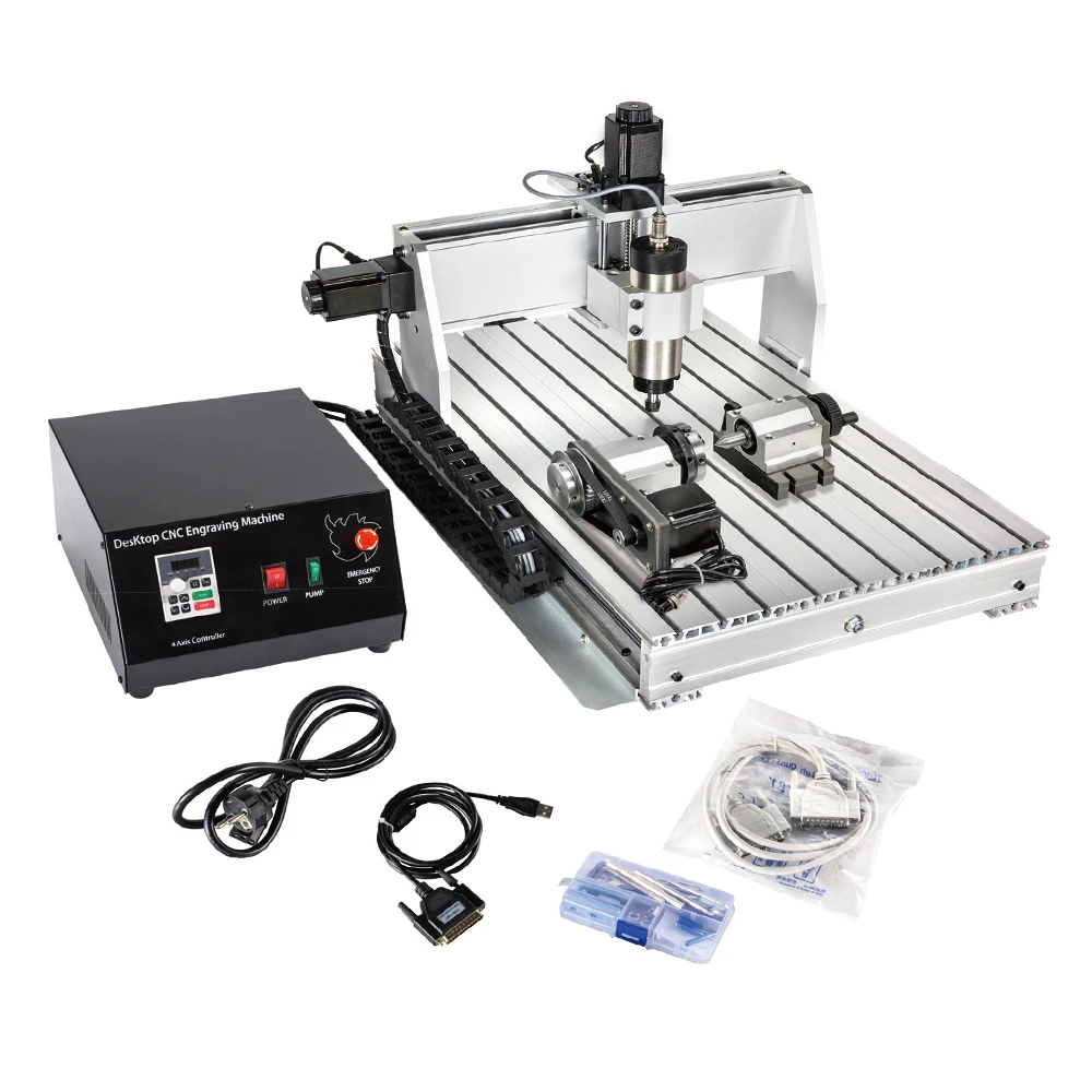 HLTNC 3020 3040 4060 4 Axis CNC Milling Engraving Machine 800W/1500W MACH3 CNC Router Machine USB CNC Engraving Machine