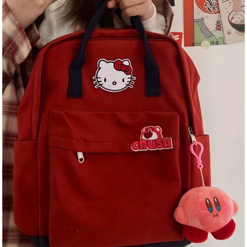 Sanrio-mochila escolar Y2K para estudiantes, mochila portátil de Hello Kitty para estudiantes universitarios