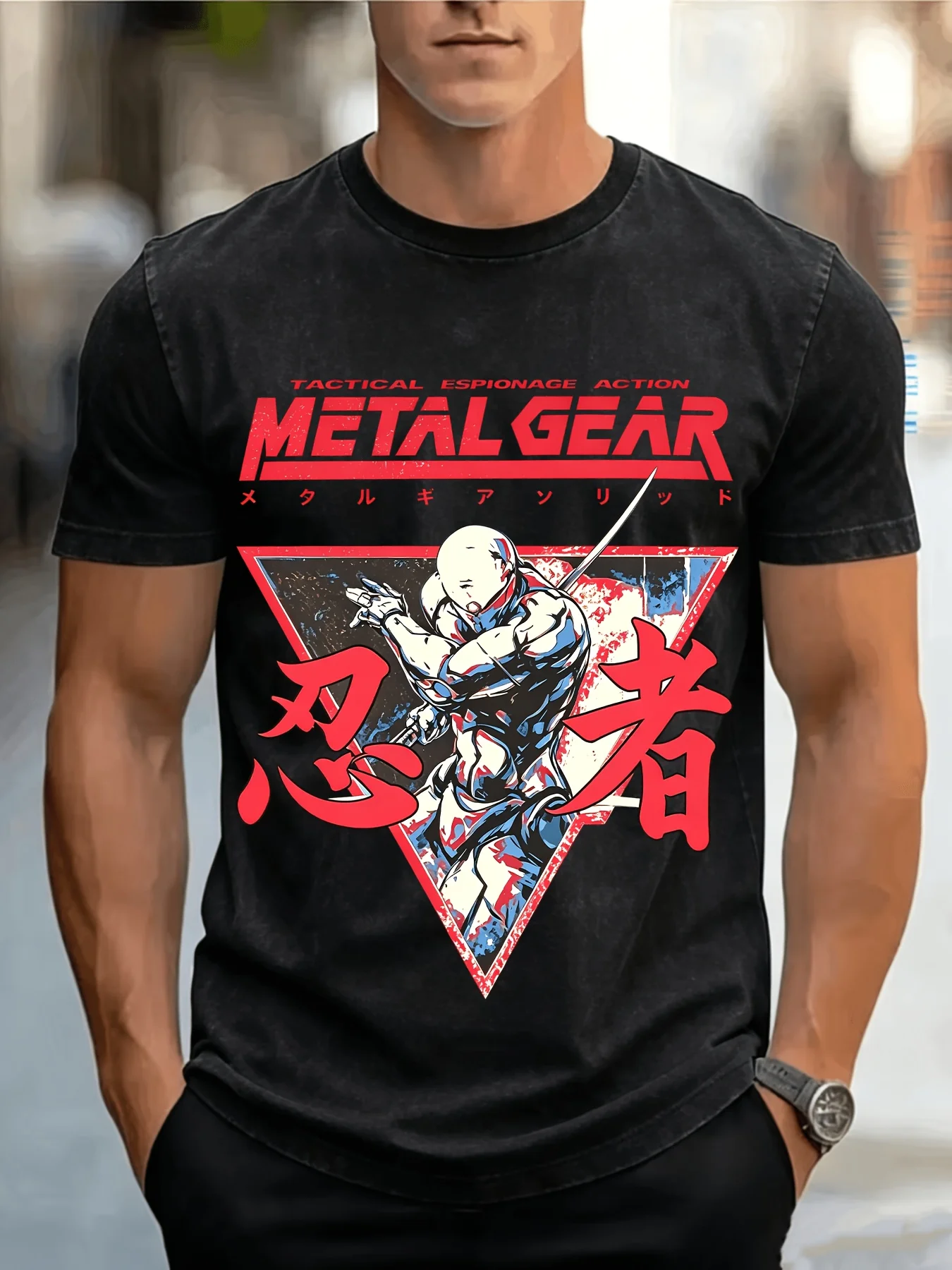 Men'S 230G Print T-Shirt Retro Loose Short Sleeve Shirt Street Style Summer Top Unisex Casual Machine Dark Gray T-Shirt