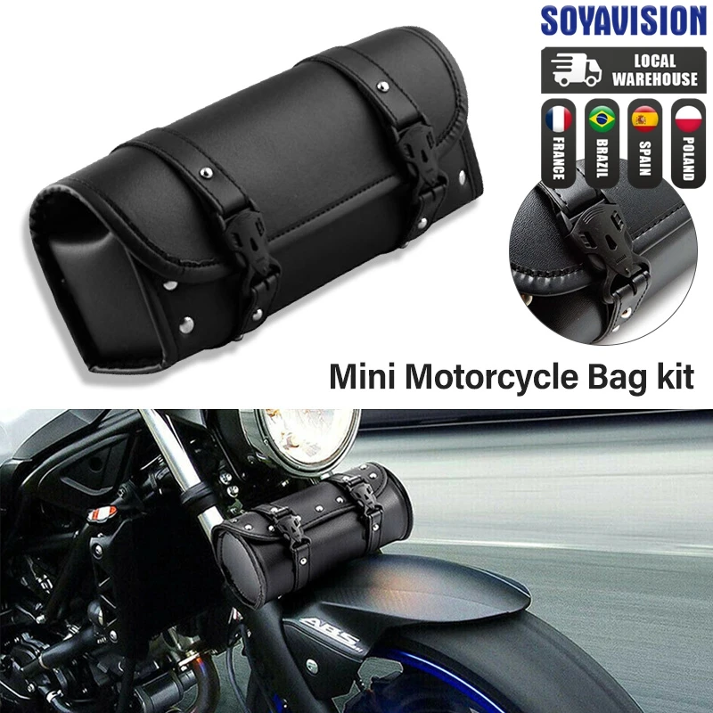 Motorcycle Saddlebags PU Leather Front Fork Tail Tool Bag Luggage For Harley Chopper Bobber Cruiser Sportster XL 883 1200 Bag