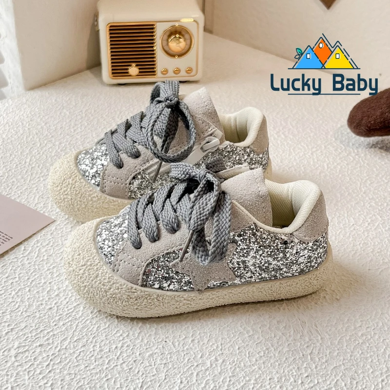 кроссовки детские Girls Children Shoes Casual Boys Board sneakers Colorful Sequin Shoes Kids Star Pattern Shoes أحذية غير رسمية