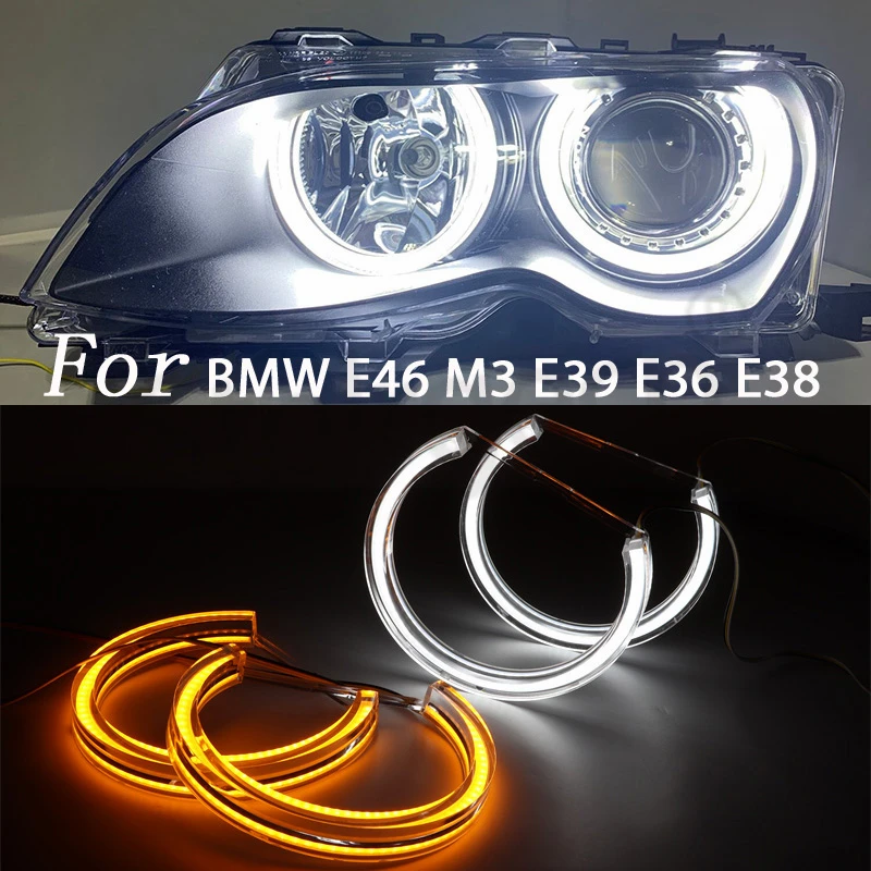 For BMW 3 Series E46 Coupe Cabrio Convertible M3 Ultra Bright Concept M4 Iconic Style LED Angel Eyes  rings Day light 131mm