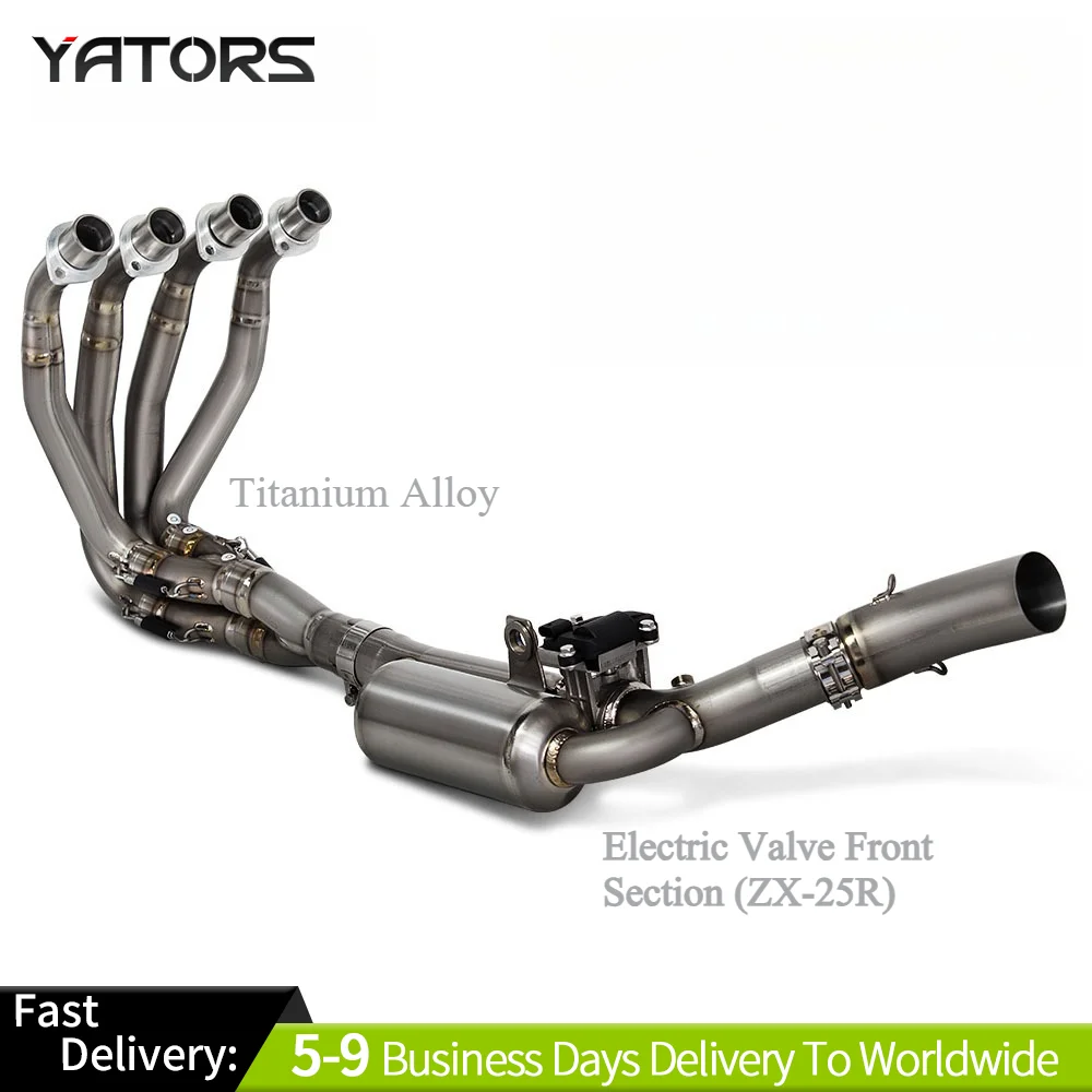 For Kawasaki ZX-4R ZX4RR Motorcycle Exhaust Modify Manifold Escape Titanium Alloy 60MM Front Link Pipe Kit with Electronic valve