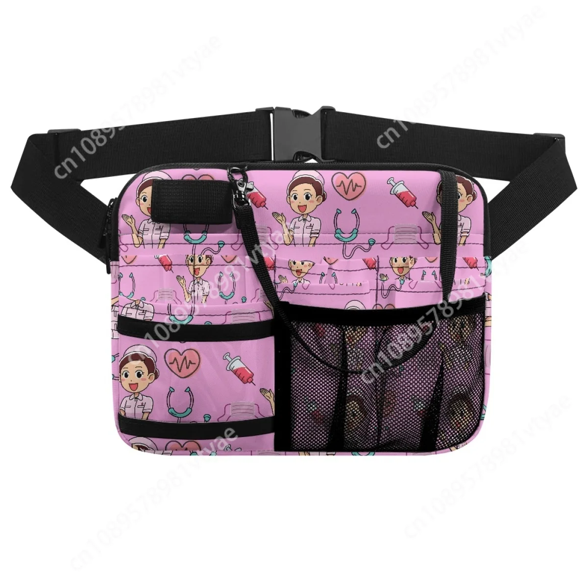 Pink Heartbeat Medical Design Portable Nurse Waist Bag Hospital Work Multi-Pockets Casual Organizer Pouch Fanny Pack sac femme