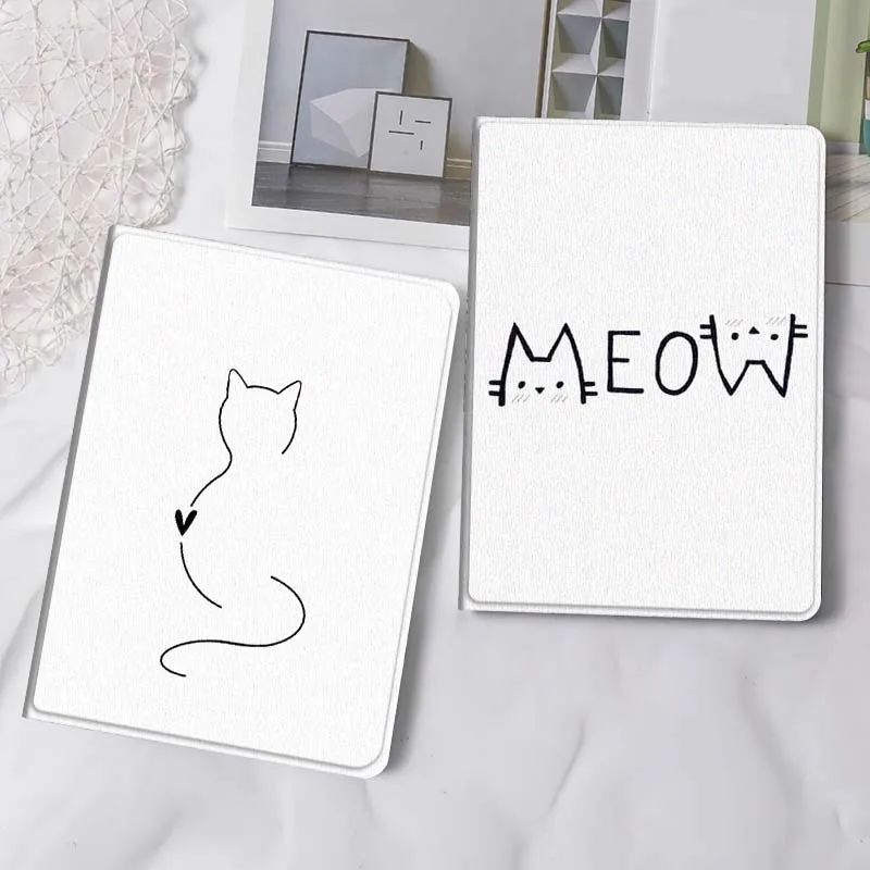 

Cartoon Cat Line Heart Tablet Case For Samsung Tab Galaxy S6 S11 A A7 A8 A9 A11 10.1 10.4 10.5 Plus Lite Gift