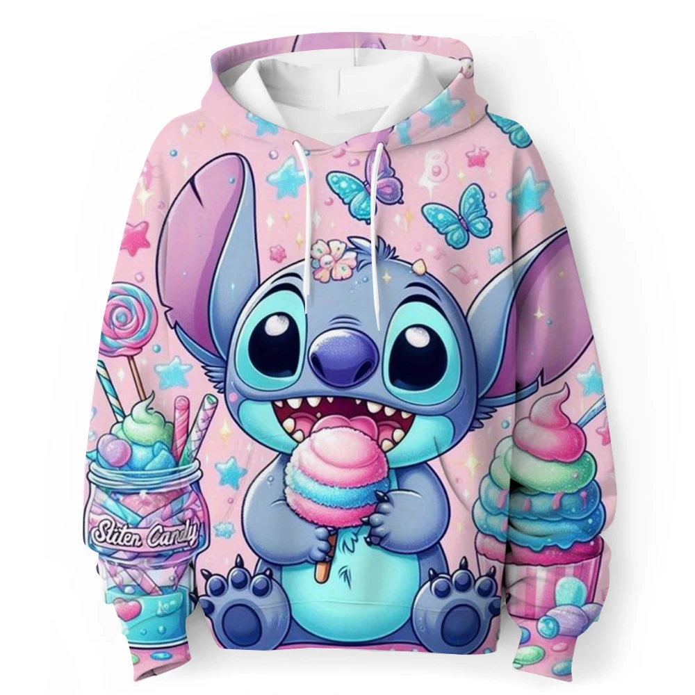 Stitch Iong-sleeved Sweatshirt For Girls Merry Christmas Autumn Thin Round Neck Sweatshirt Anime Cartoon Joint Fashion Trend Top