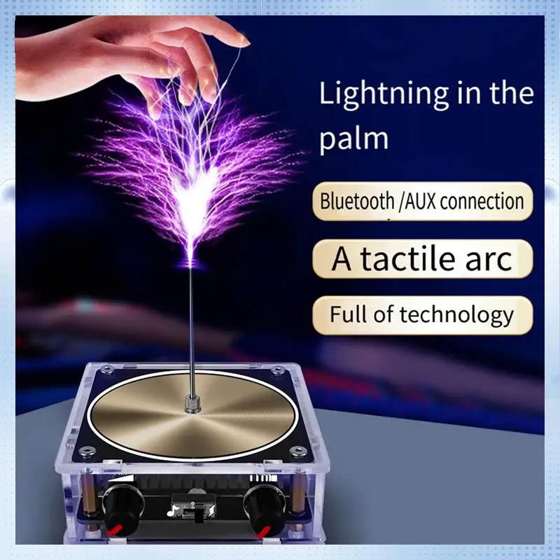 

NEW-For Tesla Gold Music Coil Artificial Lightning-Pattern Touchable Audio Input Bluetooth Science Experiment Coil, Durable US P