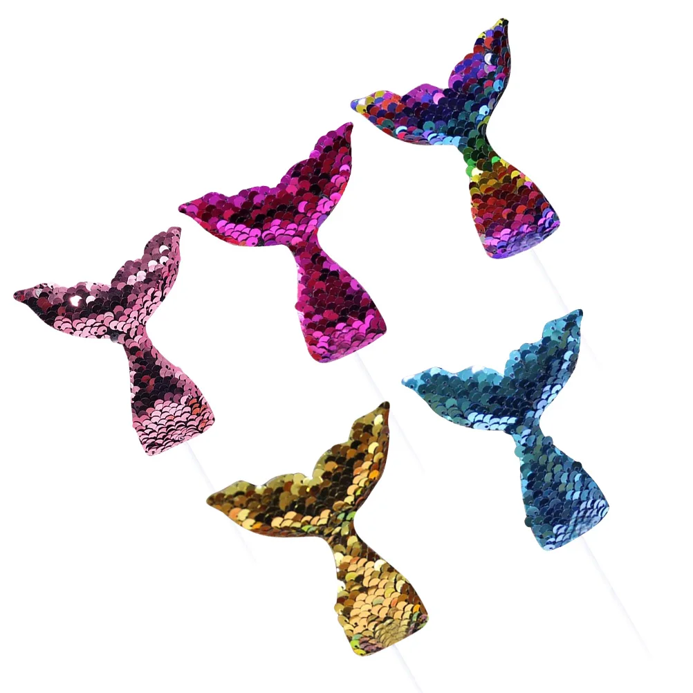 

5pcs Cake Toppers Mermaid Shape Picks Decorations Bridal Shower Party Supplies Birthday Wedding Graduation Festivals