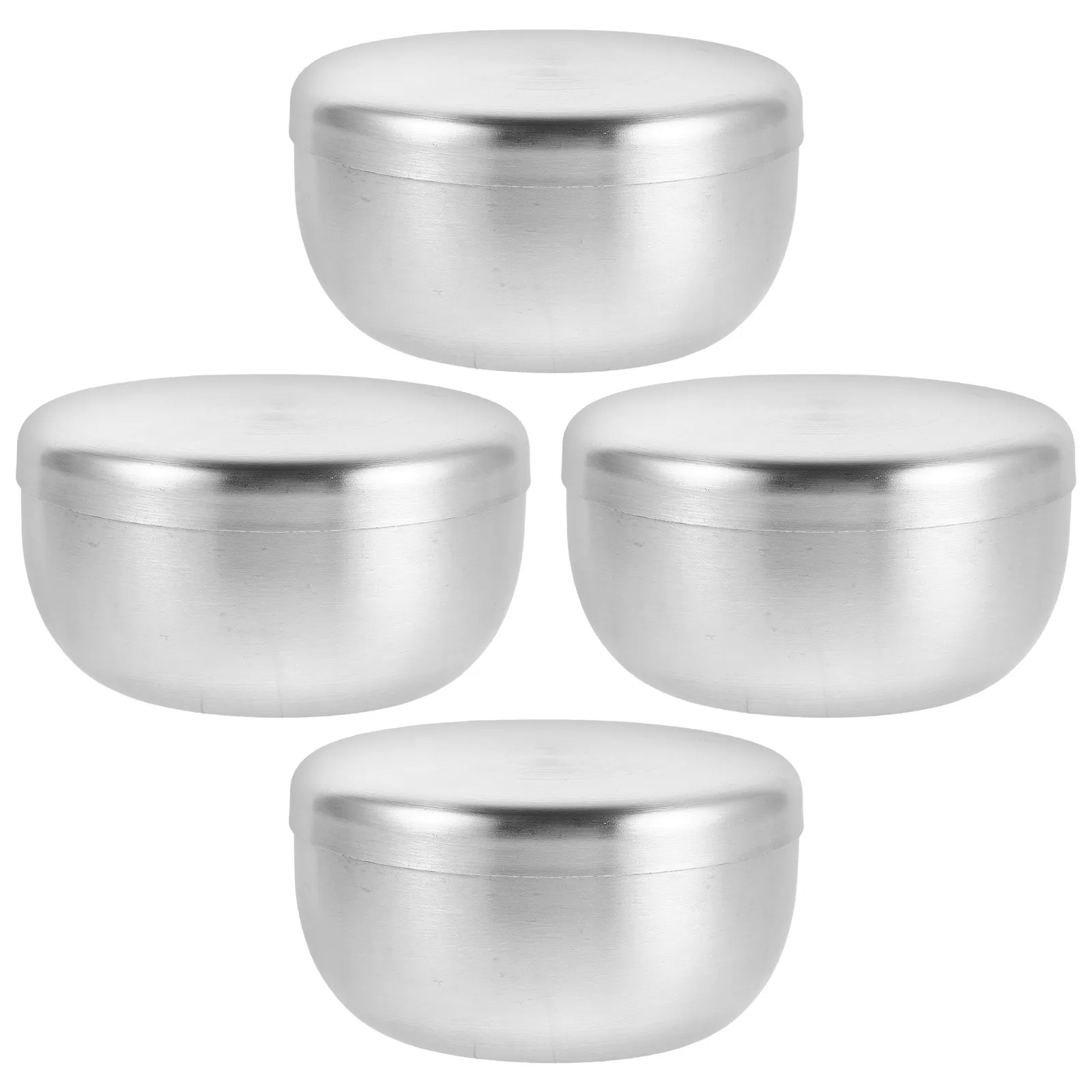 4-teiliges Edelstahl-Rasierschalen-Set, Runde Metallbecher mit Deckel, Multifunktionale Rasiercreme-Schale für Männer, Reise-Seifenschaum-Schale