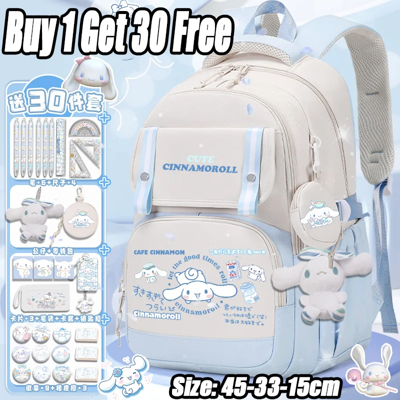 Sanrio Backpack 2025 New Cinnamoroll Children's School Backpack for Kids 3-6th Grade Cute Backpack for Back School