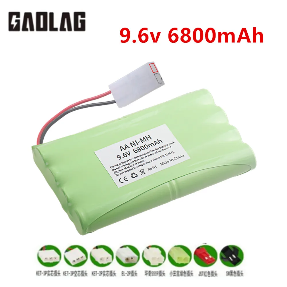 9.6V 6800mah Ni-MH Rechargeable Battery with Tamiya plug and Charger For Rc Cars Tanks Trucks toys NiMH 8*AA 9.6v Batteries Pack