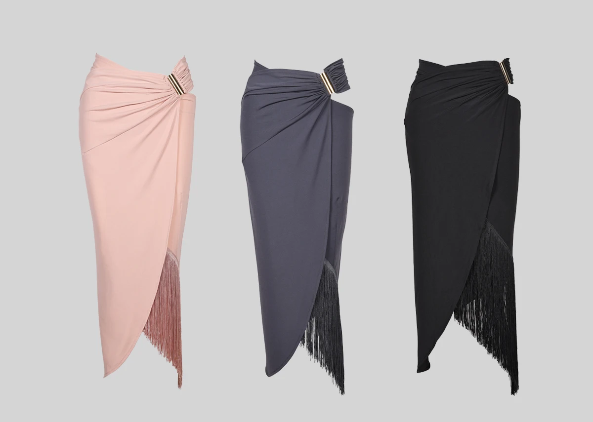 customized women's adult Latin dance costume high-end competition practice outfit tassel dance half body skirt fringe dress