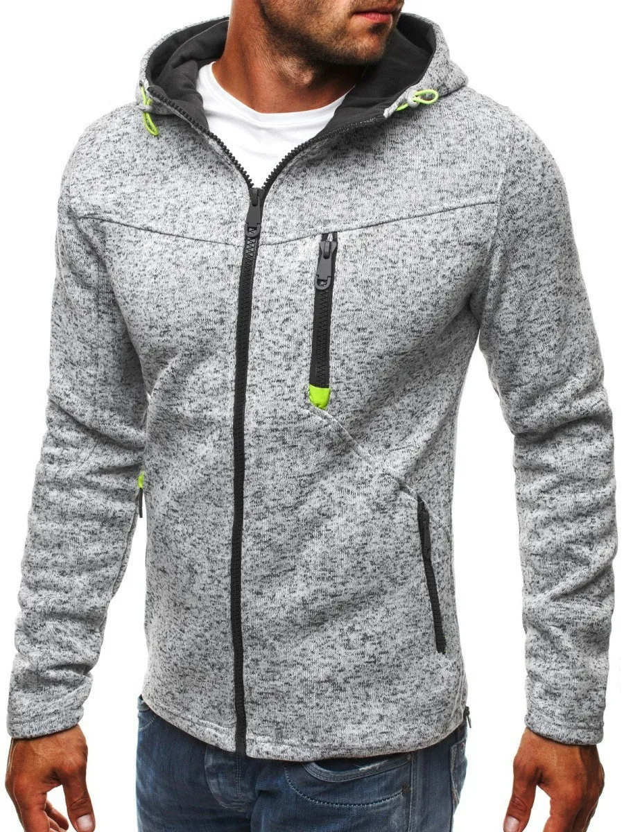 Herren-Kapuzenpullover mit seitlichen Reißverschlusstaschen, dünner, einfarbiger Trainingsanzug aus Wolle, lässiger Alltags-Outdoor-Kapuzen-Trainingsanzug mit langen Ärmeln – Detail 5