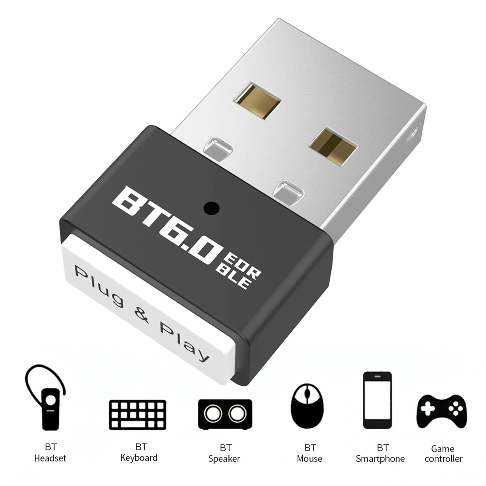 

USB Bluetooth 6.0 Dongle USB Adapter Wireless Audio Receiver Transmitter 5.4 Adapter Driver-Free Wireless Audio Transmitter