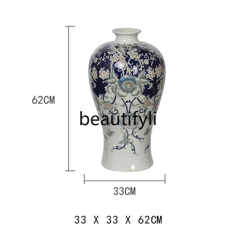 Underglaze hand-painted blue and white porcelain ceramic vase general vase crack European style new Chinese style mix and match