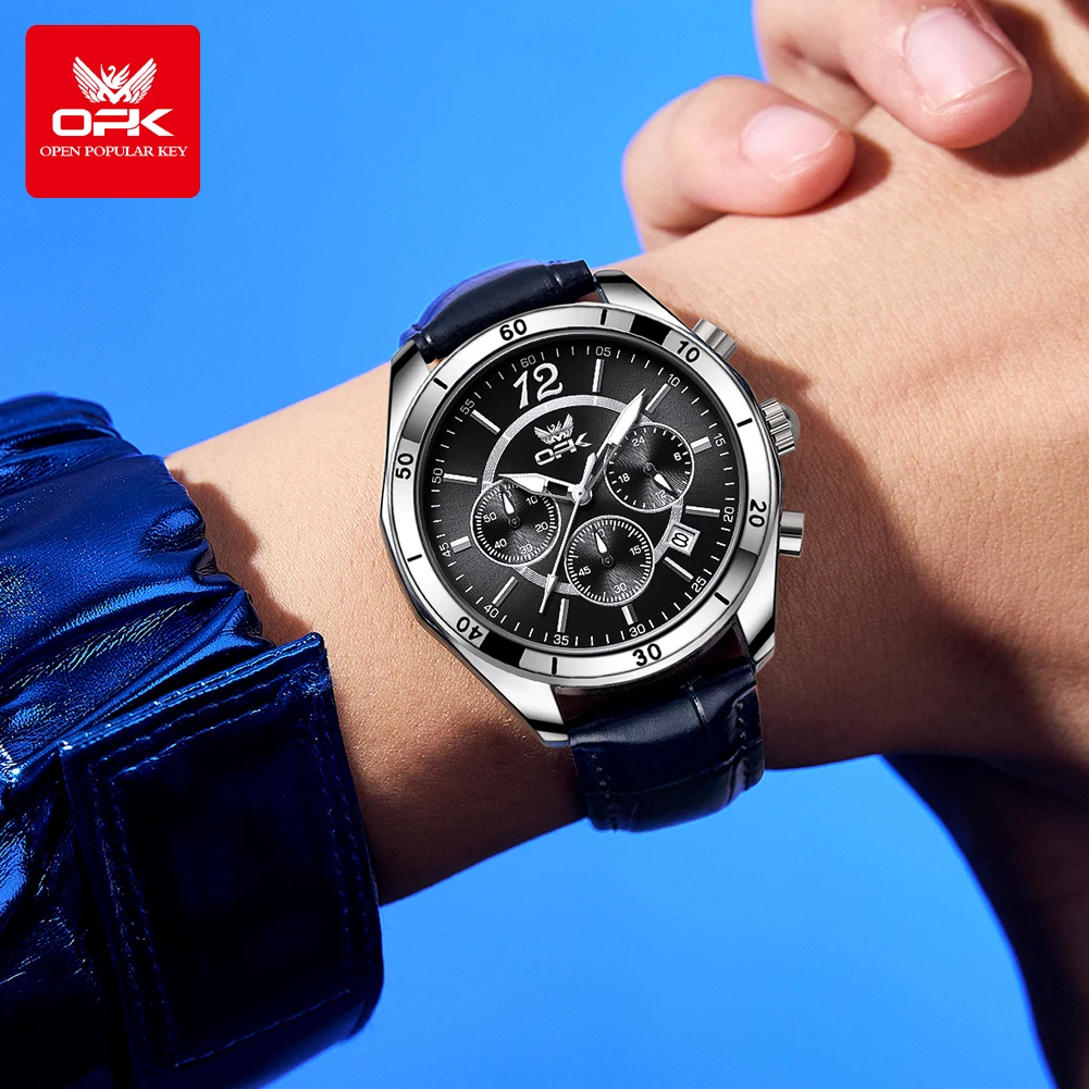 OPK 6066 Business Men's Quartz Watch Date Calendar Waterproof Luminous Origianl Man Watch Classic Male Wristwatch