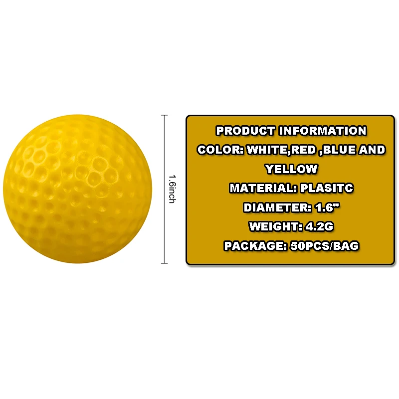 CRESTGOLF Golf Practice Ball Hollow Golf Plastic Balls for Indoor Training -Pack of 50pcs 4 Colors for Your Choice