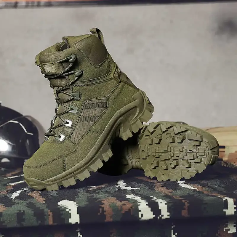 

Hiking Shoes Men Boots Outdoor Mid-top Lace-up Durable Combat Boots Comfortable Anti-slip Casual Sports Shoes Men