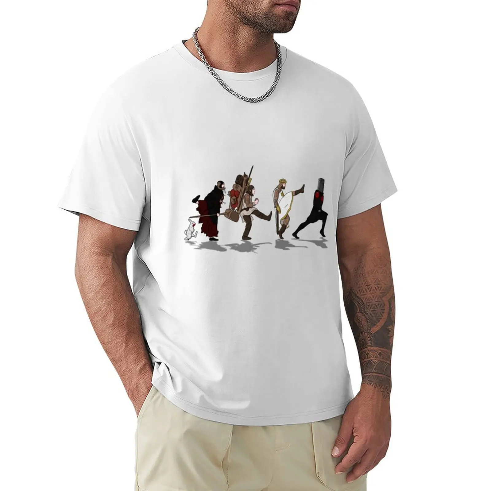 Monty Python And The Holy Grail T-Shirtwalking towards the Grail T-shirt customizeds sports fans workout shirts for men