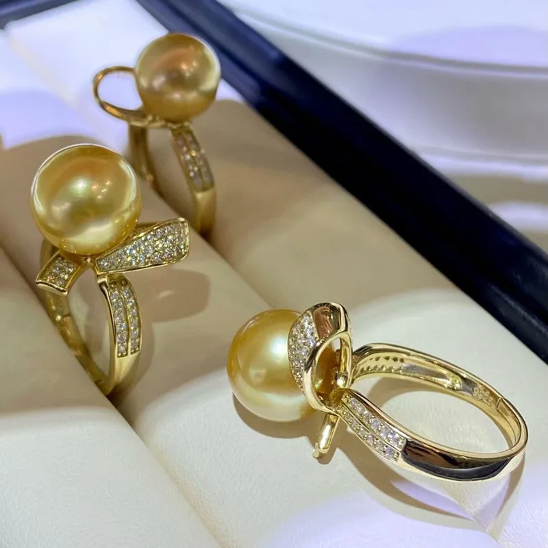 

AAAA++++ 10-11 мм 11-12 мм 12-3 мм золото Южного моря Rond Открытое кольцо Ретро кружево Циркон идеально круглый и безупречный