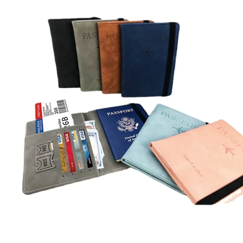 RFID Passport Cover Case PU Leather Multifunctional Passport Holder Protector Bag Sleeve with Credit ID Business Card Slot