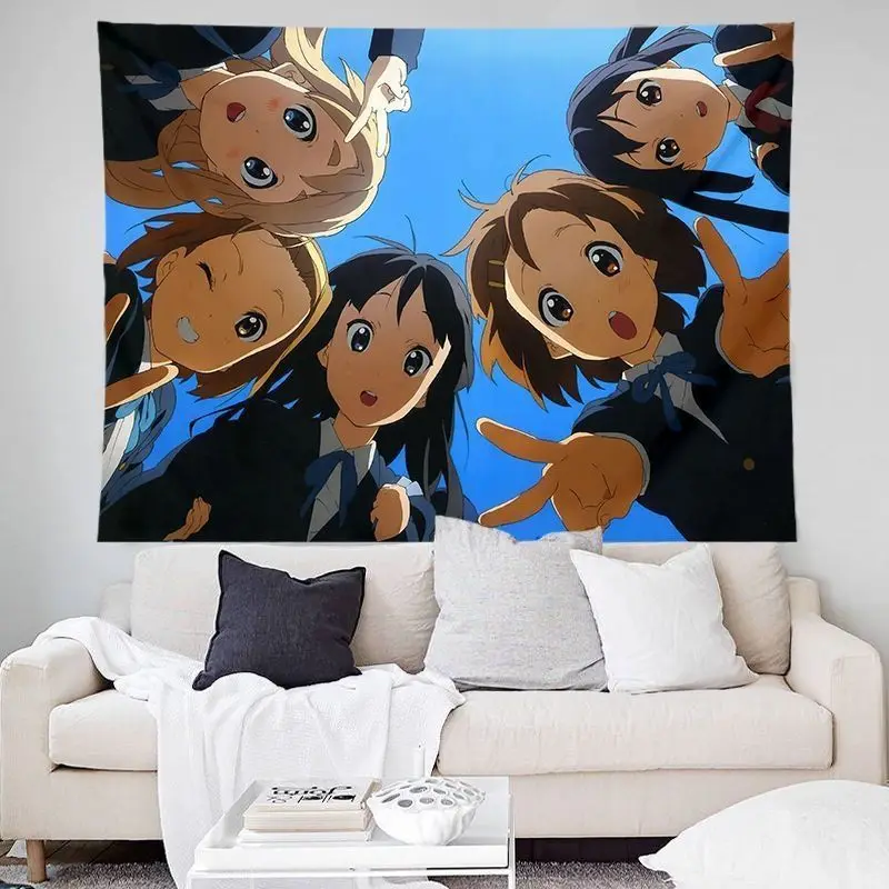 VIKAMA Anime Light Sound Girl After School Tea Party Tapestry, Kawaii Wall Hanging, Aesthetic Bedroom Dorm Decor