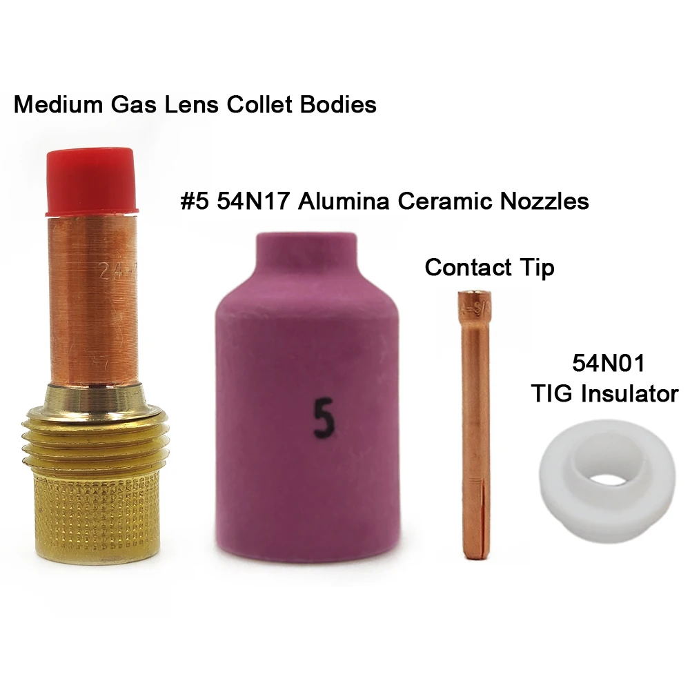 4Pcs TIG Gas Lens KIT Size 1.0mm/1.6mm/2.0mm/2.4mm/3.2mm/4.0mm FIT TIG Welding Torch PTA DB SR WP17 WP18 WP26 Series