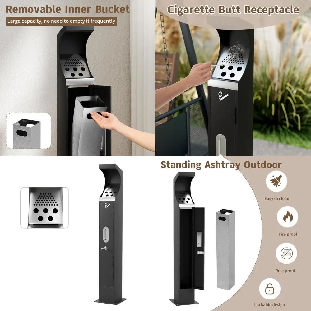 

Outdoor Large Capacity Steel Trash Bin with Inner Liners for Home, Park, Hotel, Lobby, and Office Use