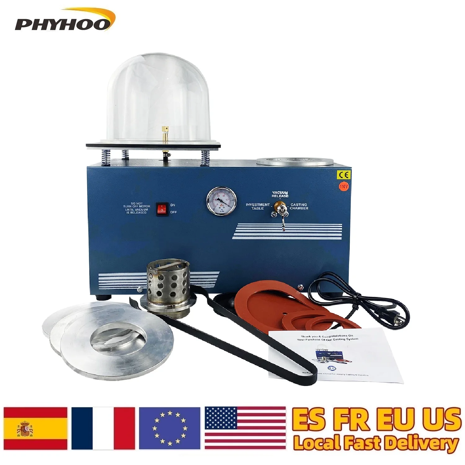 2L Jewelry Wax Cast Combination Vacuum Investing Casting Investment Machine Tabletop Vacuum Machine for Casting Gold Metal