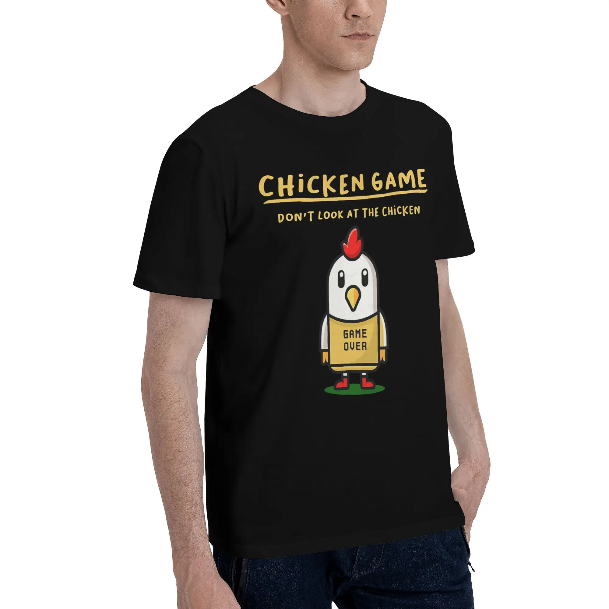 Chicken Game Dont Look At The Chicken Apparel Men Women T Shirts 100% Cotton Tee Graphic Printed  T-shirt Clothes