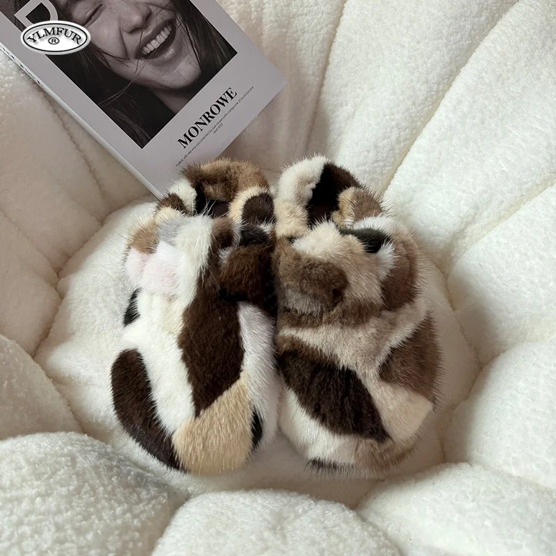 New Girl Luxury Mink Fur Slippers Women's Sandals Summer 2026 Womns Shoes Flats Furry Fur Flip Flops Women Plush Fur Slides view 4