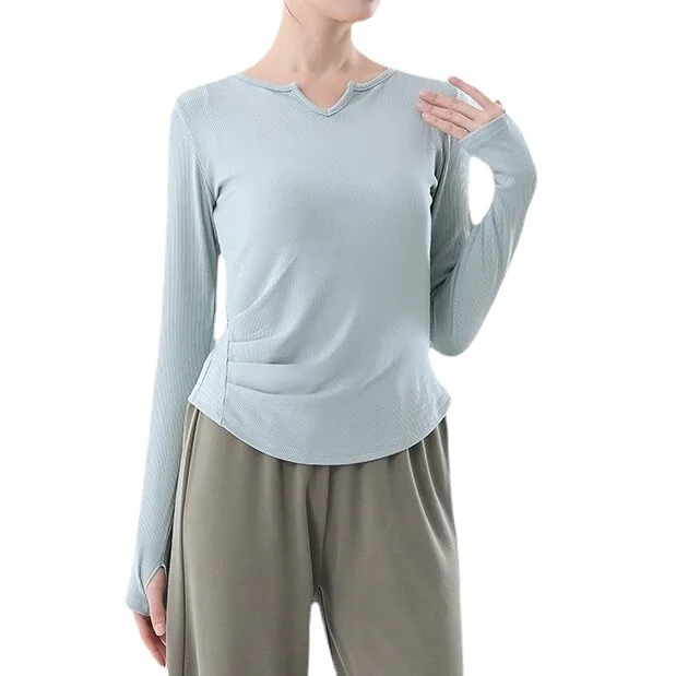 practice clothes women's long-sleeved finger tops, new Chinese dance classical body training dance clothes, short sleeves