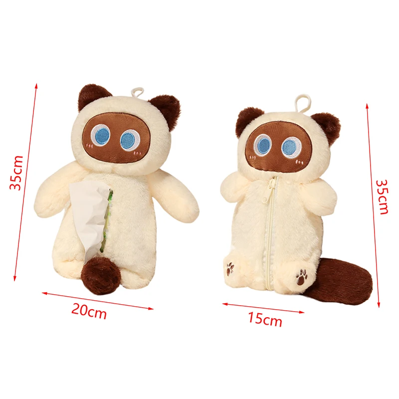 Imagem -06 - Siamese Cat Plush Lápis Case Recheado Animal Pen Storage Bolsa Papelaria Bolsa Grande Capacidade Cartoon Doll Aprendizagem