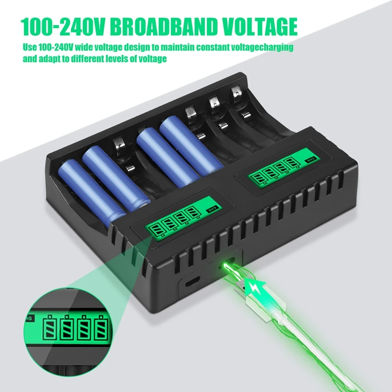 ●Battery Charger LCD Display Smart Intelligent 8-Slot Chargers for AA/AAA NiCd NiMh Rechargeable Batteries AA AAA Charger