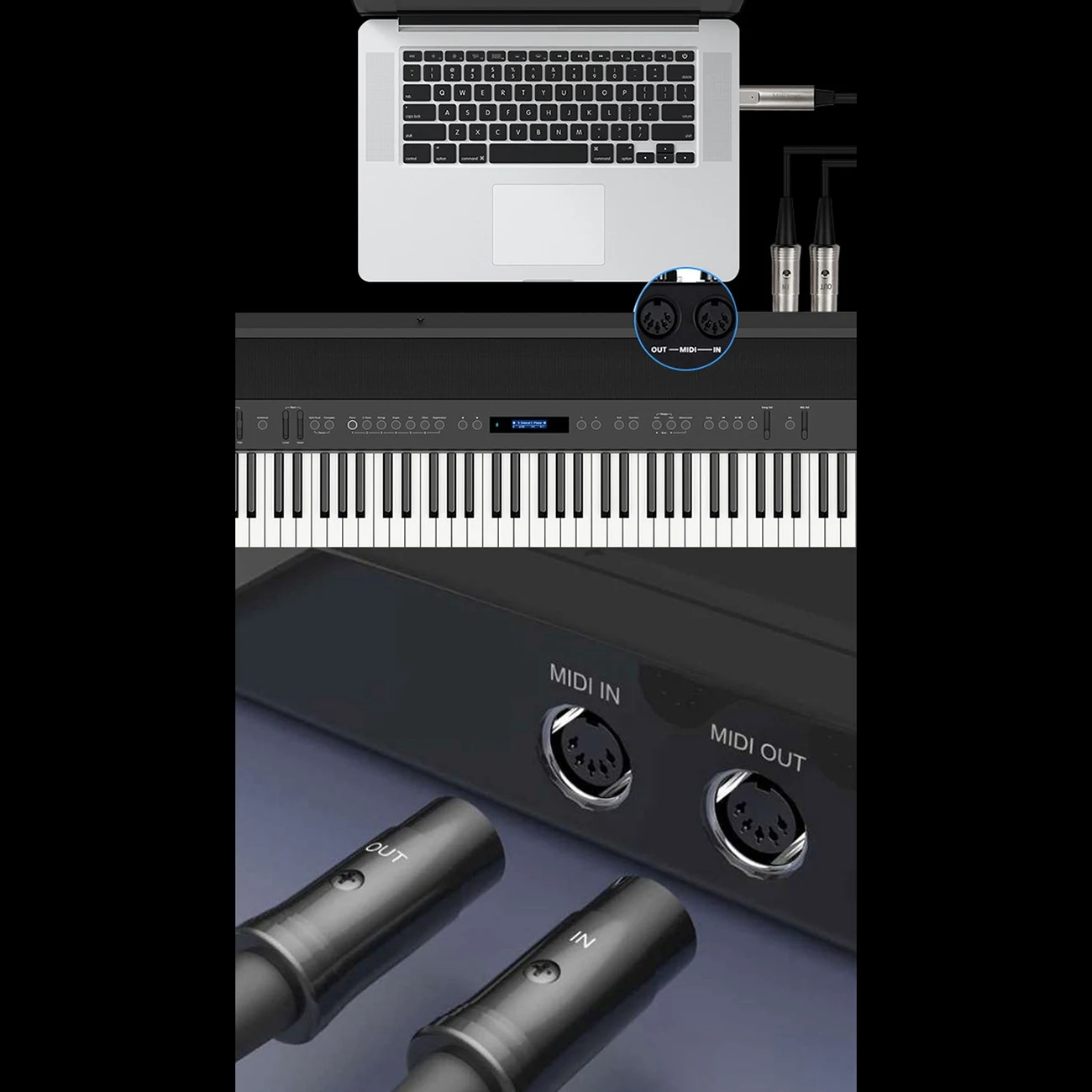 HiFing-Câble USB IN-OUT, interface 1 en 1, convertisseur de ligne 5 broches, adaptateur PC vers clavier musical