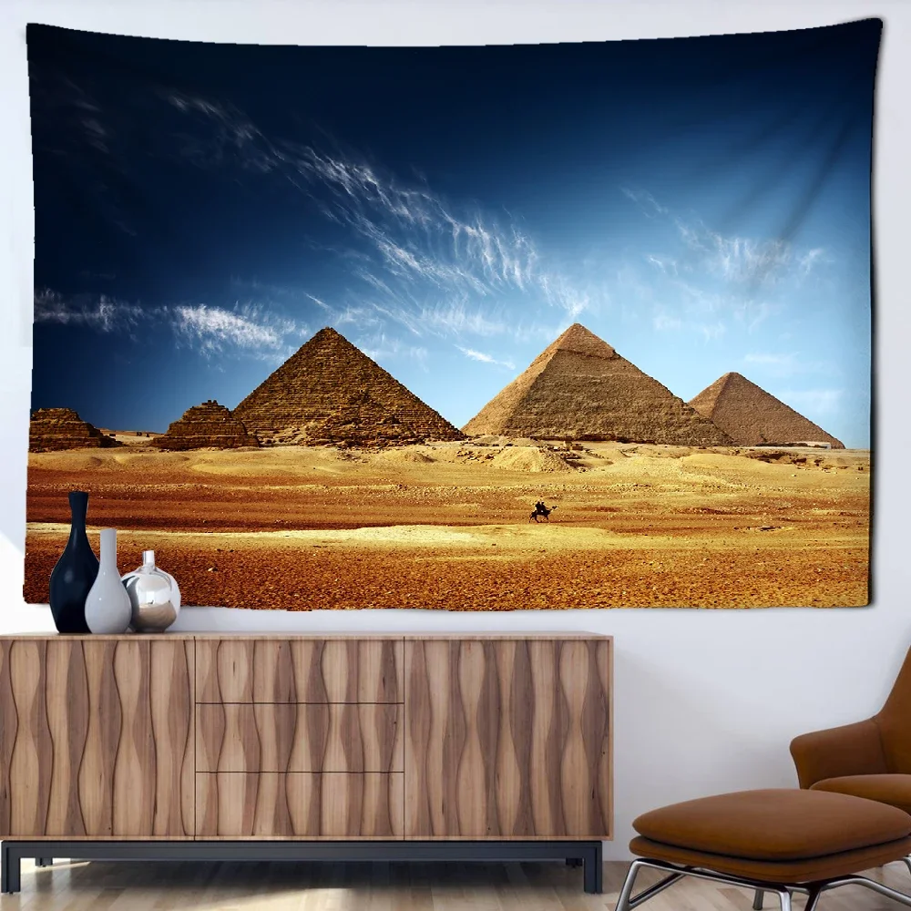 Sacred Pyramid Tapestry Egypt Travel Star Art Tapestry Wall Hanging Living Room Tapestry Family Dormitory Home Decoration